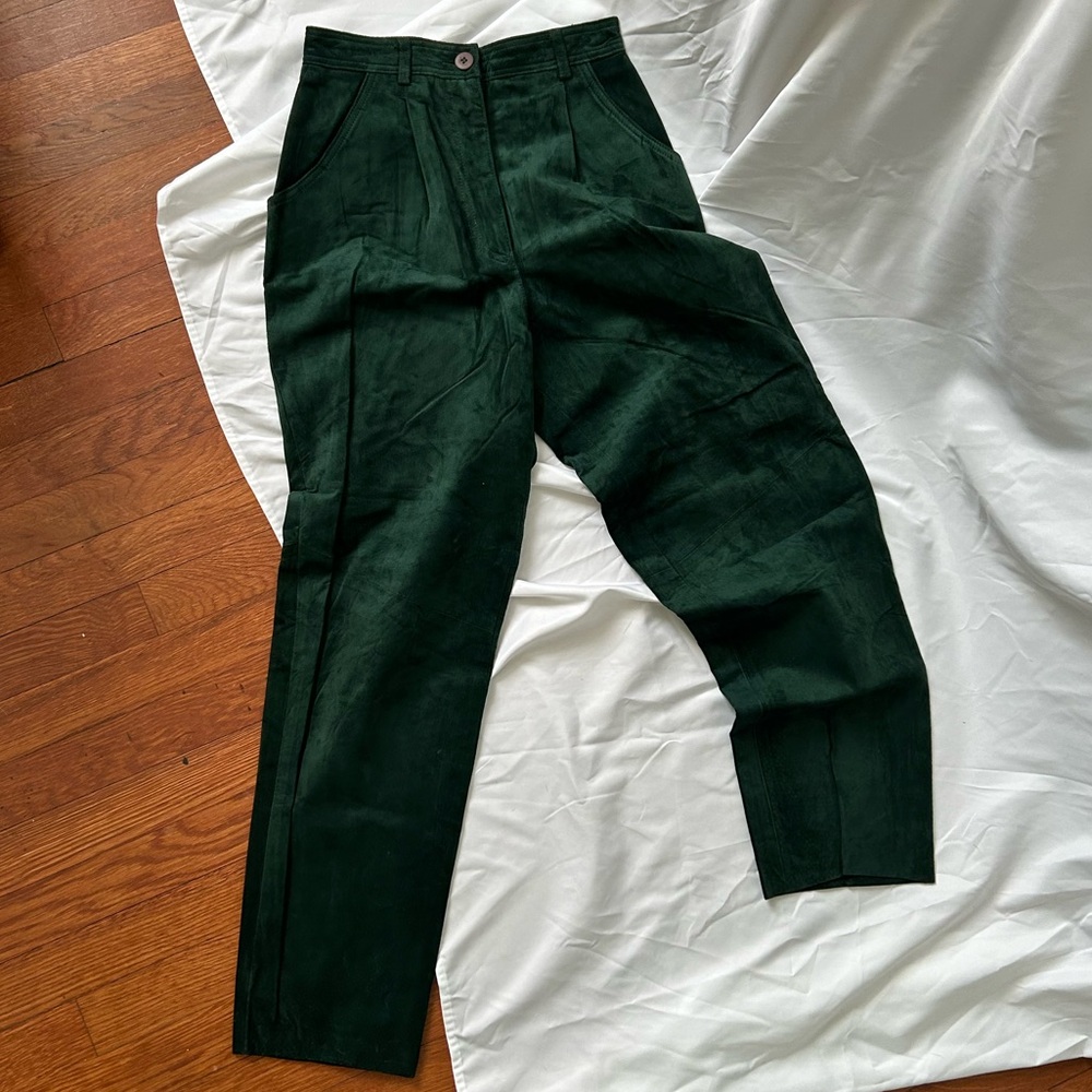 Vintage Talbots Emerald Green Suede High Waist Trousers Pants